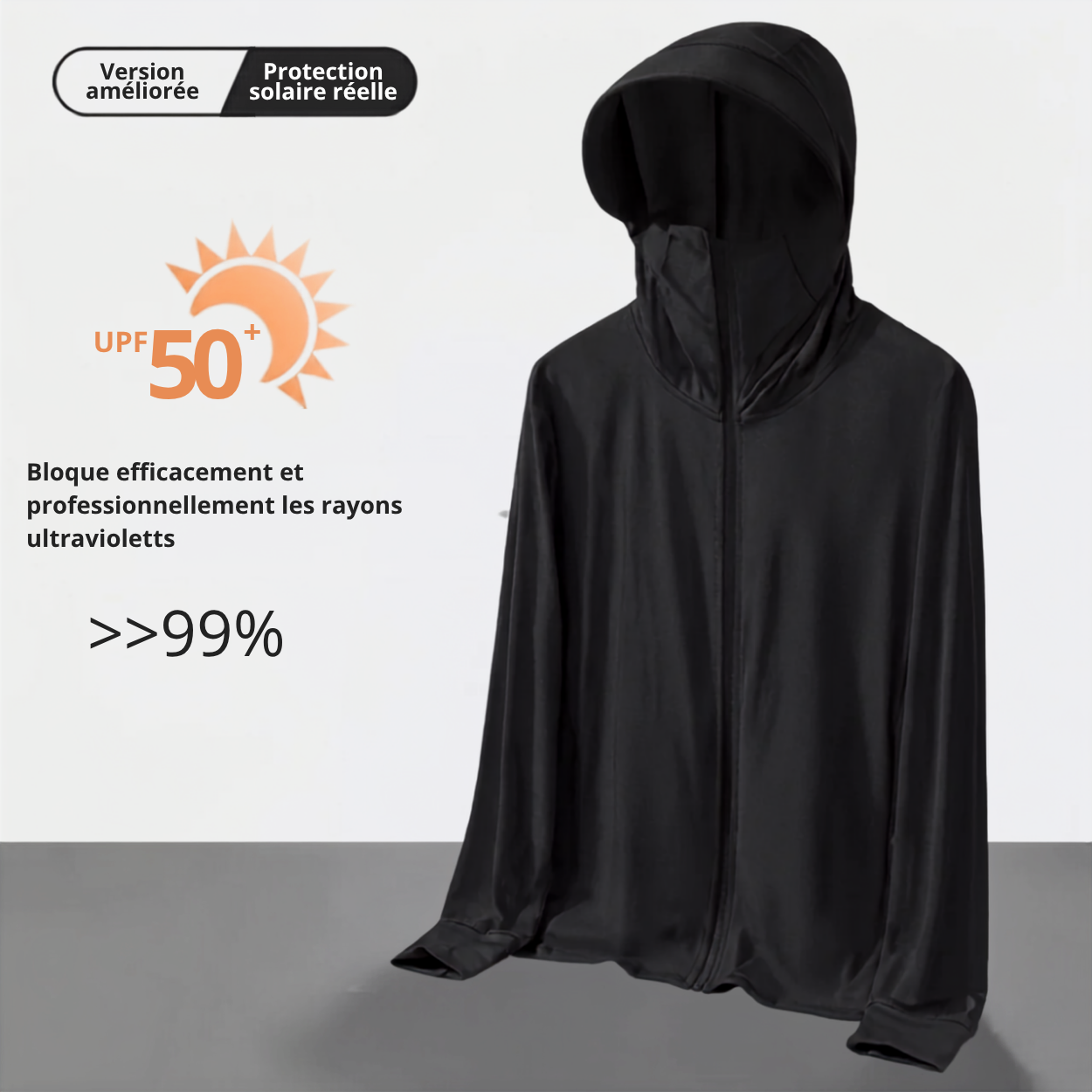 Veste Anti-UV Homme à Capuche UPF 50+