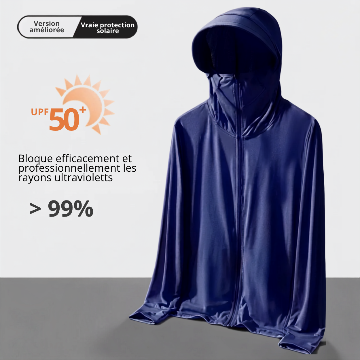 Veste Anti-UV Homme à Capuche UPF 50+