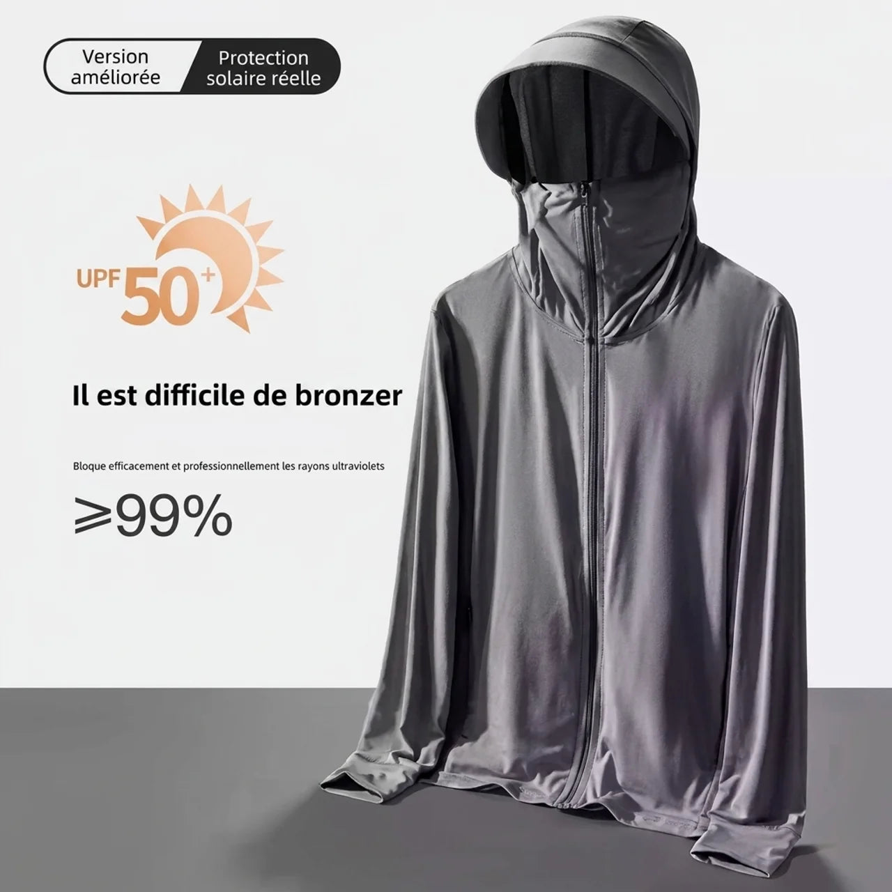 Veste Anti-UV Homme à Capuche UPF 50+