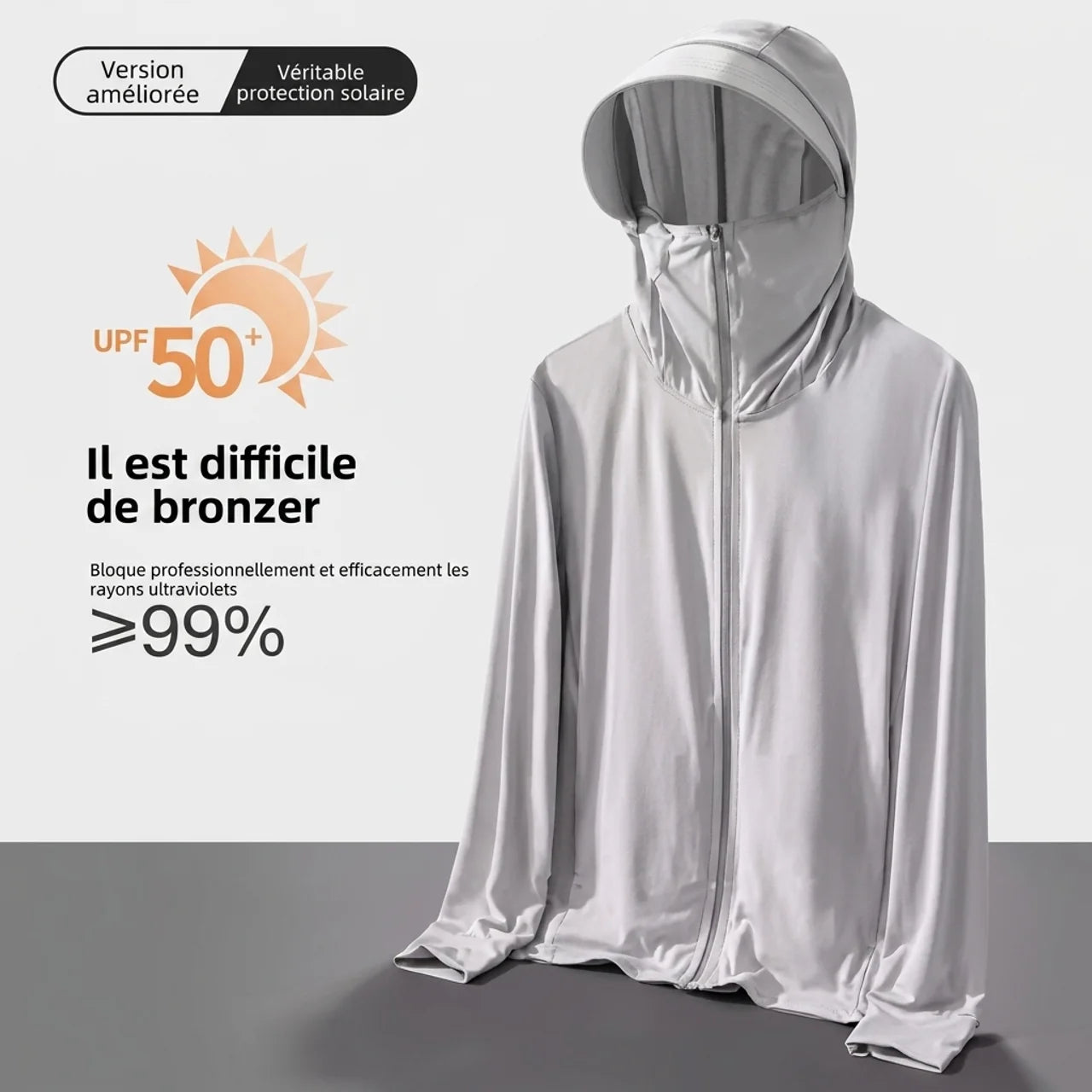 Veste Anti-UV Homme à Capuche UPF 50+