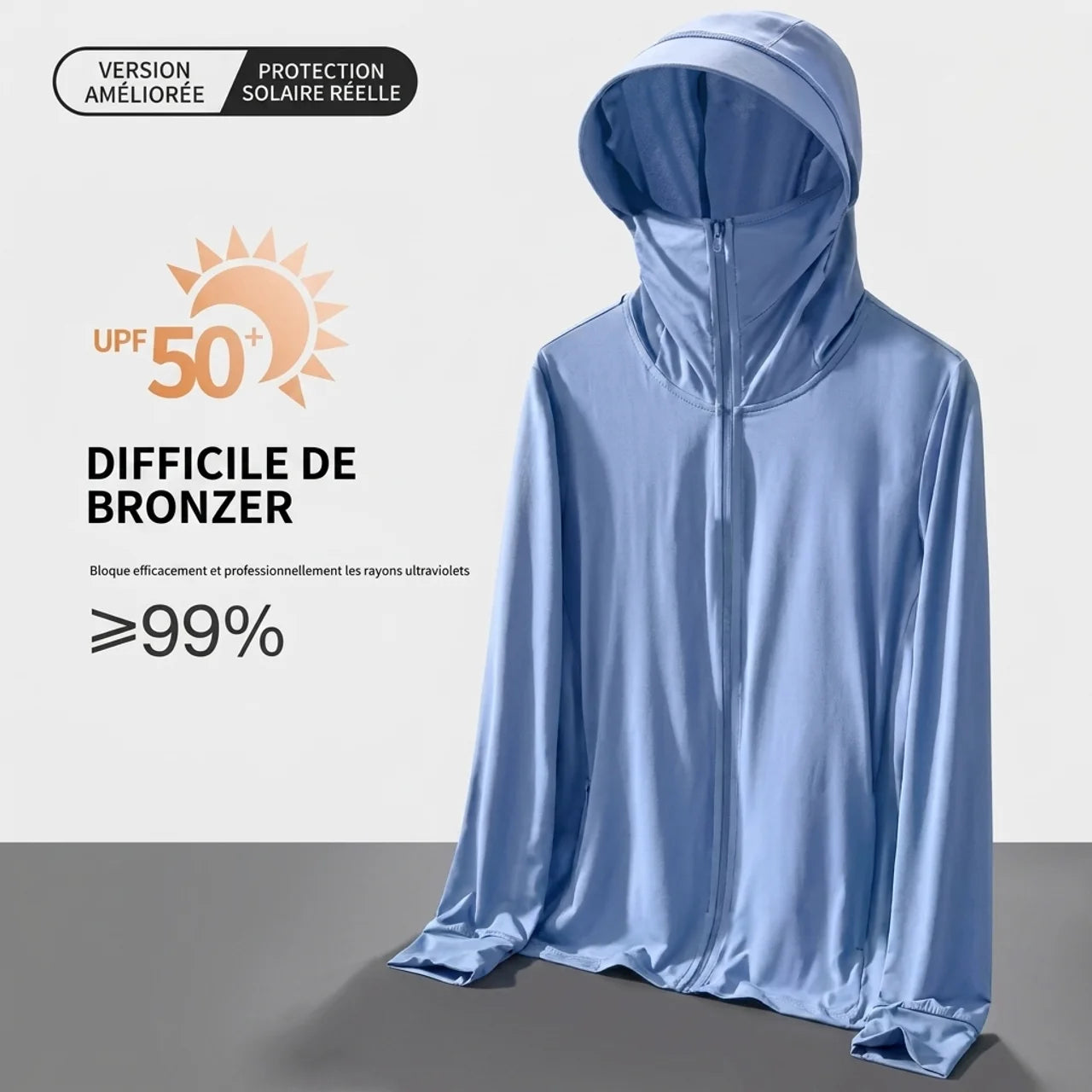 Veste Anti-UV Homme à Capuche UPF 50+