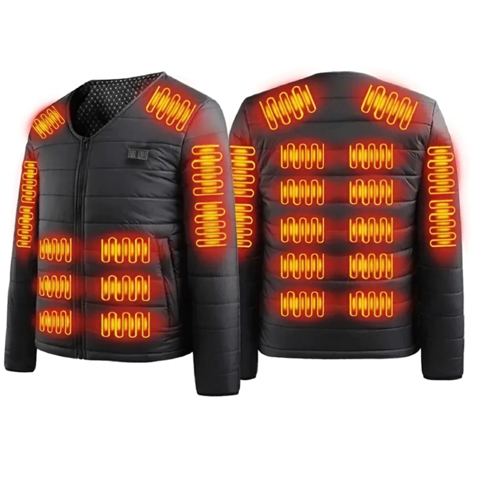 Veste Chauffante USB Homme 24 Zones Manteau d'Hiver Thermique en Coton Manches Longues