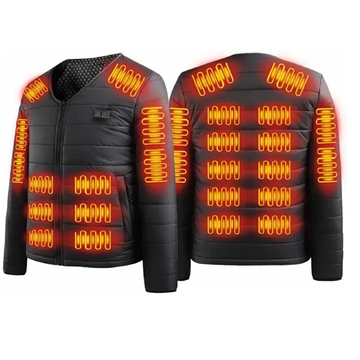 Veste Chauffante USB Homme 24 Zones Manteau d'Hiver Thermique en Coton Manches Longues