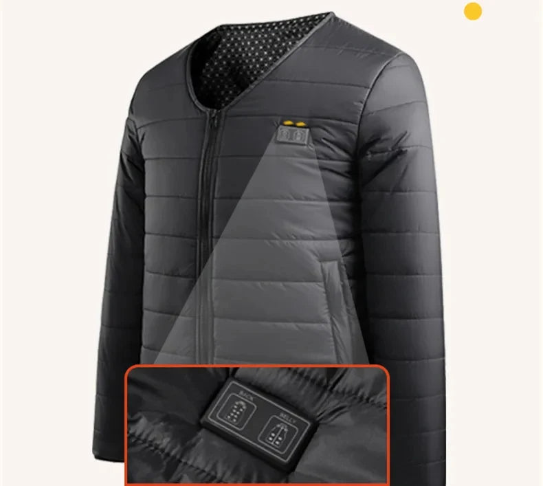 Veste Chauffante USB Homme 24 Zones Manteau d'Hiver Thermique en Coton Manches Longues
