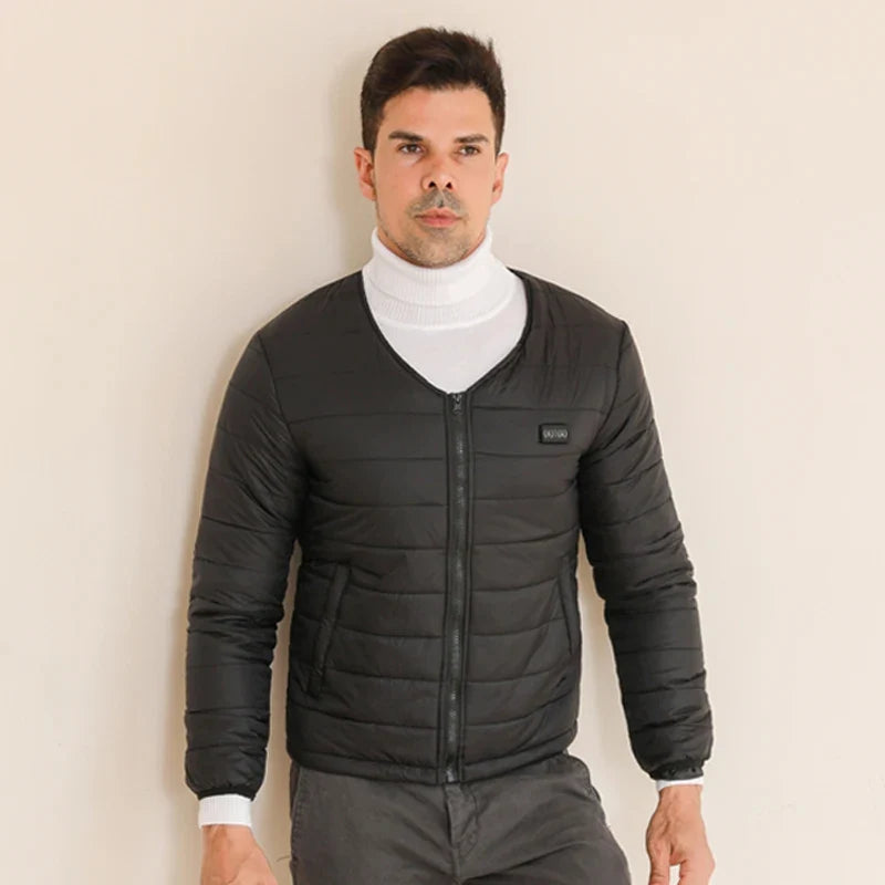Veste Chauffante USB Homme 24 Zones Manteau d'Hiver Thermique en Coton Manches Longues