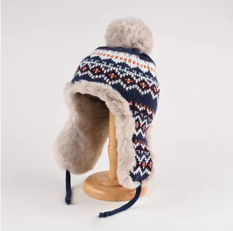 Bonnet Trappeur d'Hiver Tricoté avec Oreillettes en Peluche Chaleur & Style Nordique
