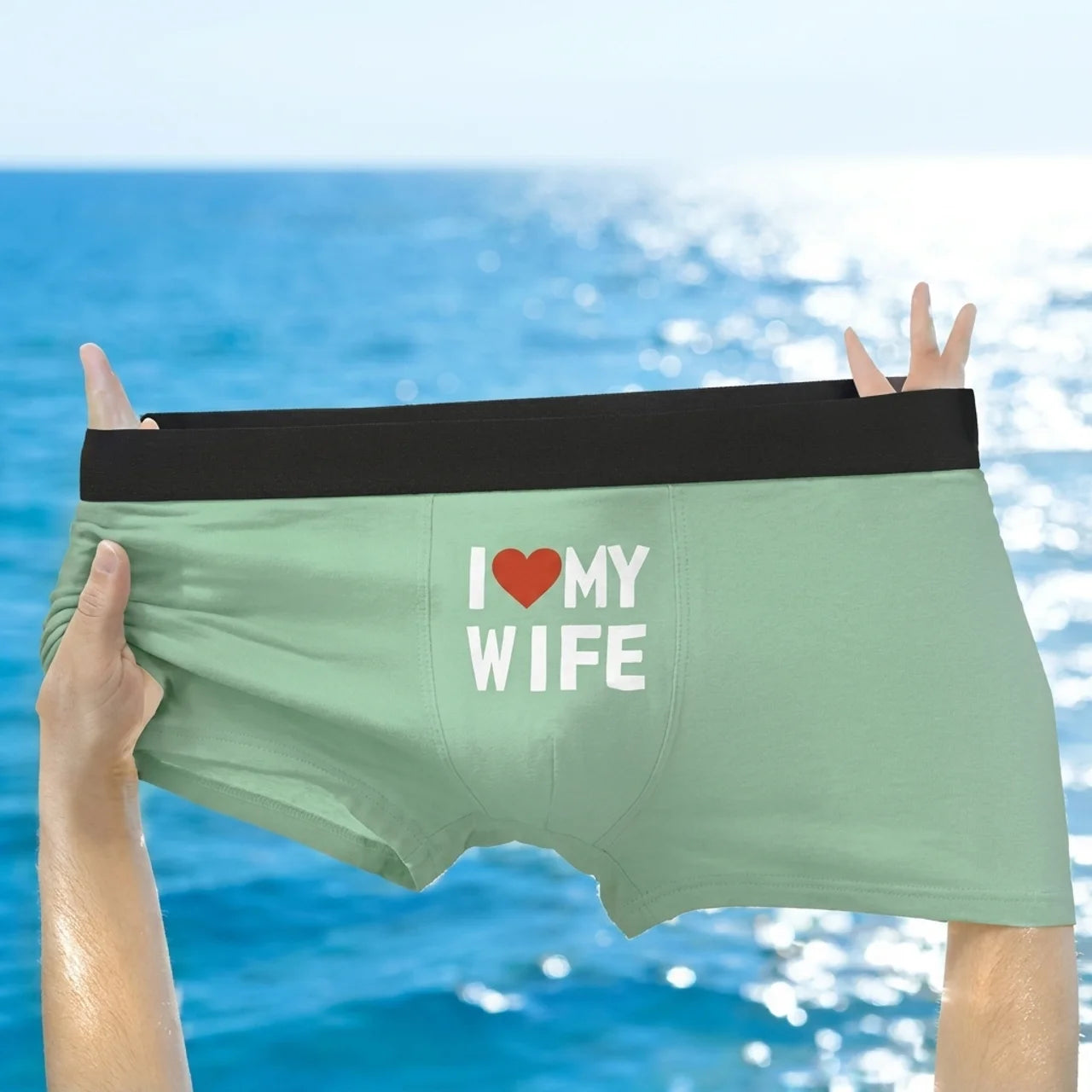 Boxer Homme I Love My Wife Respirant Confortable et Cadeau Romantique