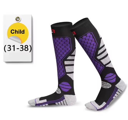 Chaussettes de Ski Thermiques à Compression Chaudes Respirantes & Antidérapantes