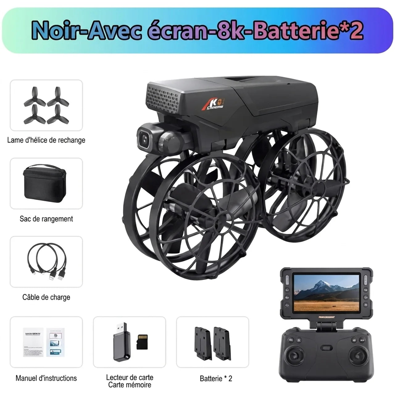 Drone Pliable M8 avec Écran Intégré et Double Caméra HD 8K