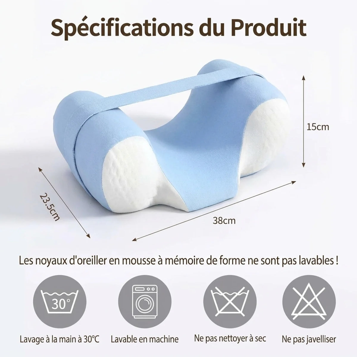 Oreiller de Soin Ergonomique Anti-Bascule & Coussin Lombaire 4-en-1