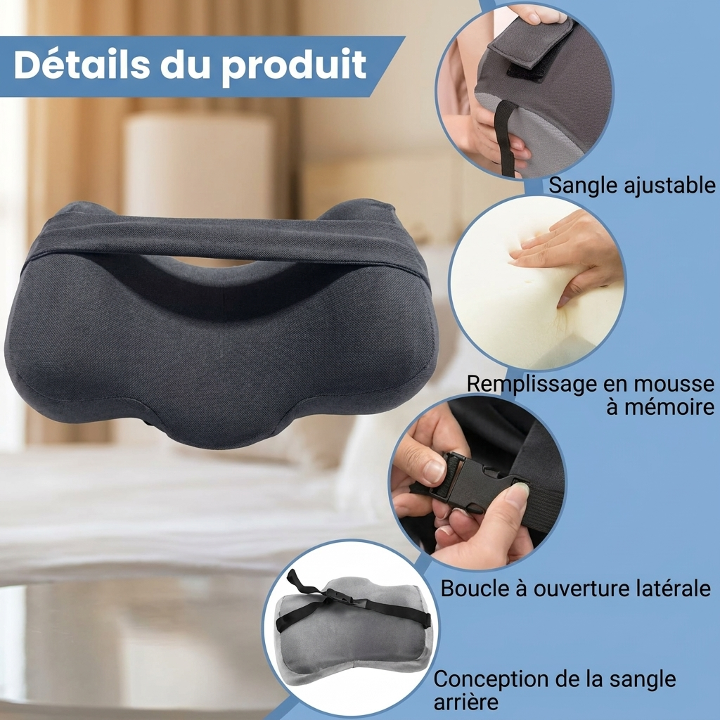 Oreiller de Soin Ergonomique Anti-Bascule & Coussin Lombaire 4-en-1
