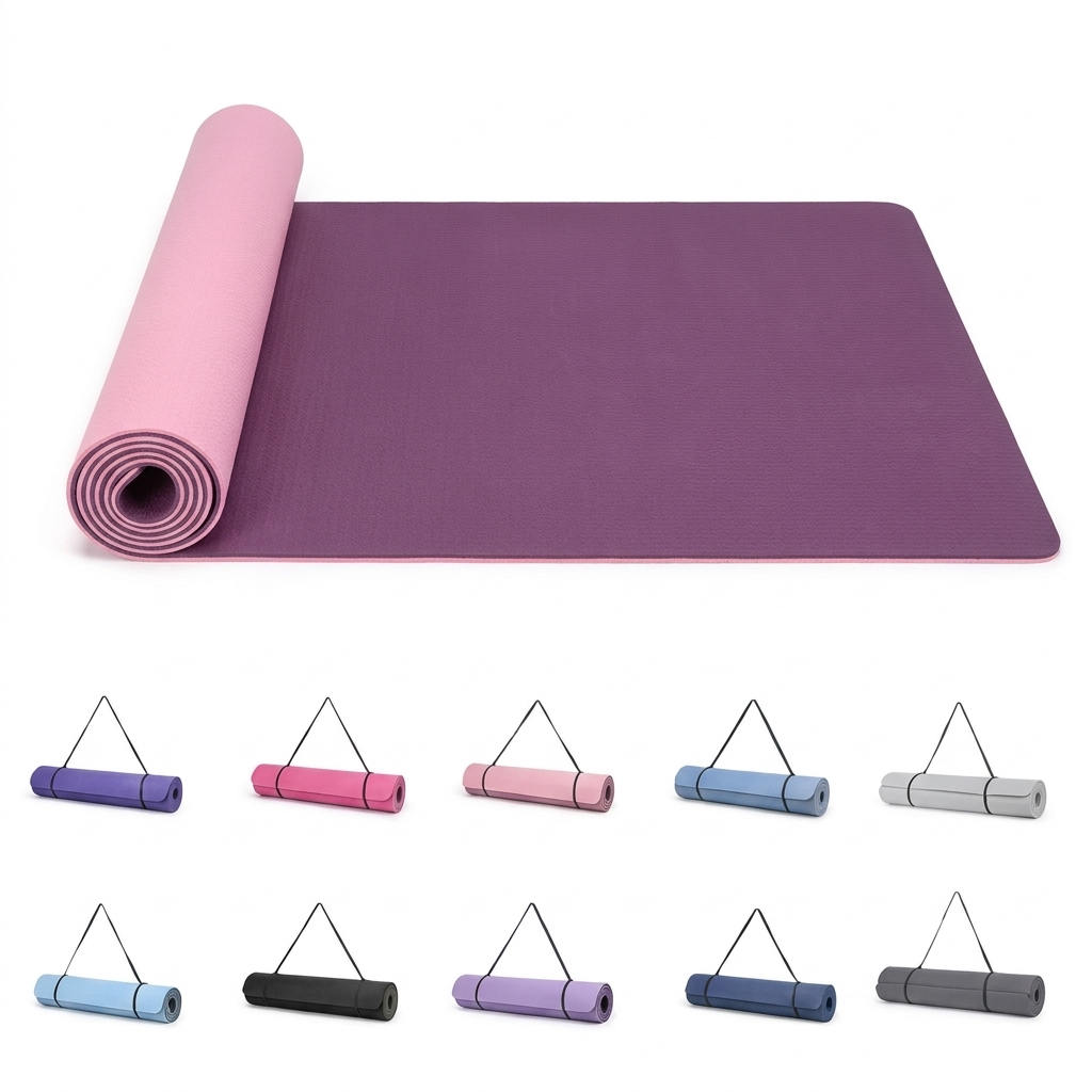 Tapis de yoga et Pilates antidérapant 6 mm avec sangle de transport